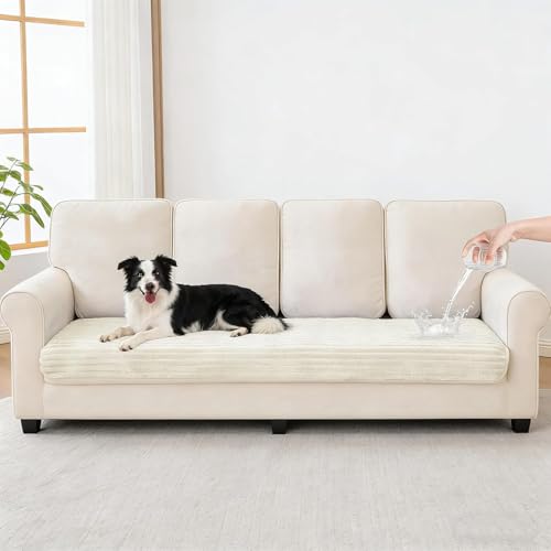 Eusalioy Waterproof Pet Couch Cover, Non Slip Washable 3 Cushion Sofa Protector 35"×70", White by Eusalioy - Used condition - Image 6