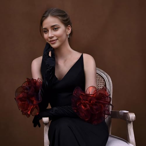 Guantes sofisticados de novia con motivos florales para vestidos de noche exclusivos 7