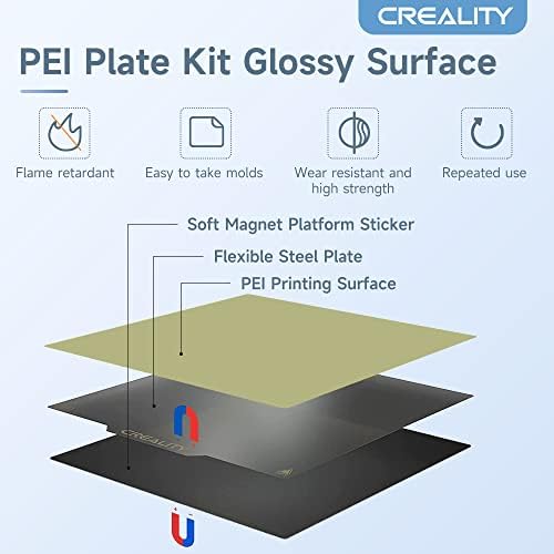 Creality Official PEI Sheet 235x235mm, Ender 3 Bed 3D Printer Flexible Magnetic Sticker Removable Heated Bed Build Surface Plate Upgrade for Ender 3/ Ender 3S1/Ender 3 v2 / Ender 3 Pro/Ender 5