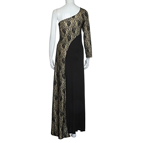 Goddessvan Women Formal Wedding Bridesmaid Long Ball Prom Gown Cocktail Dress Patchwork Dress (L, Black) - Thumbnail 5