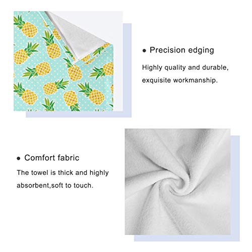 Alaza 3-Piece Towel Set, Pineapple W Polka Dot Blue Bath Towel Sets, 1 Bath Towel, 1 Hand Towel, 1 Washcloth, Absorbent Soft Towels Quick Drying For Bathroom #TOP3