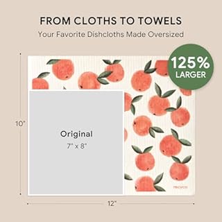 RECYCO Swedish Dishcloths for Kitchen | 4 Pack Oversized Washable Dish Rags | Large Cellulose Reusable Cleaning Paper Towels | Absorbent Counter Dish Cloth Sponge XL Kitchen Wipes, 12" L x 10" W