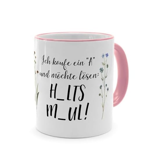 printplanet® - Tasse mit Spruch „Halts Maul“ - Sprüchetasse, Kaffeebecher, Kaffeetasse mit Spruch - Farbe Pink