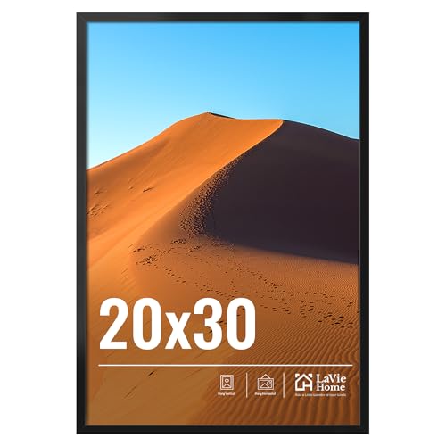 LaVie Home 20x30 Picture Frame for Wall Display, 20x30 Black Picture Frame with HD Plexiglas, 20 x 30 Poster Frame 1 Pack, Display Frame for Vertical or Horizontal, Classic Collection