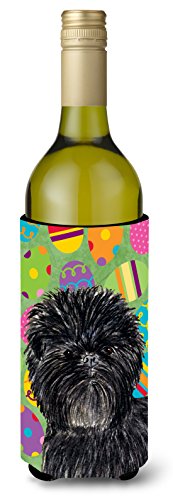 Caroline's Treasures SS4856LITERK Affenpinscher Easter Eggtravaganza Wine Bottle Hugger Bottle Cooler Sleeve Hugger Machine Washable Collapsible Insulator Beverage Insulated Holder