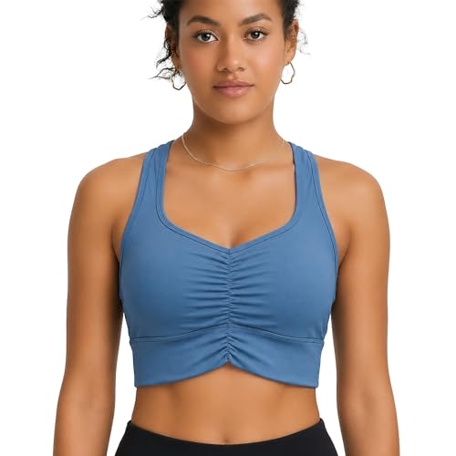 Image of POPSUGAR Sports Bras for Women - Y Back, High Neck, Strappy & Long Line Padded Racerback Bra Workout Yoga Top Racer Back Bra