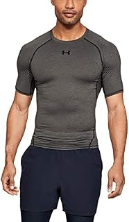 Under Armour Men's HeatGear Armour Short Sleeve Compression T-Shirt, Carbon Heather (090)/Black, Medium