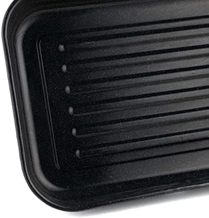 Russell Hobbs CW11431 Deep Roasting Tin, Vitreous Enamel Coated Large Roaster, Oven Baking Dish, Roast Chicken Tray, Meal/Vegetables, Dishwasher Safe, Romano Collection, 42 cm, Black