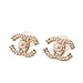 Letter pearl set with diamonds and silver needle stud earrings, Gold-Tone Fashion Jewelry for Women