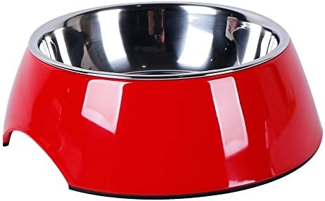 AllPetSolutions Non Slip Dog & Cat Bowl - Non Spill Food & Water Bowl for Pets with Removable Stainless Steel Bowl - Easy to Clean, Dishwasher Safe, Melamine Material with Twill Design - Small, Grey