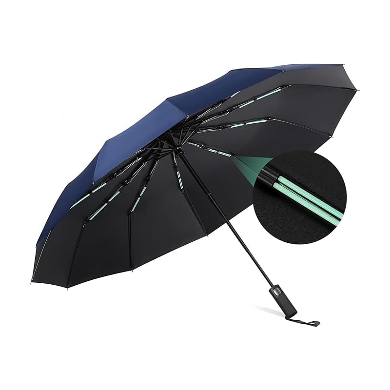 ElifeAcc 2024 Folding Umbrella, Men's, Large, One-Touch Parasol, UV Protection, Sun Protection, Windproof, Water Repellent, Rainy Season Protection, Typhoon Compatible, Storage Pouch Included, For Father's Day, Gift