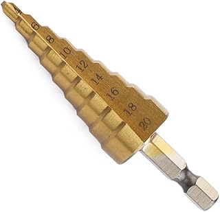 1/4 Inch Hexagon Shank 4-20 mm Titanium Coated Spiral Grooved Step Drill Bit HSS Step Drill Bit for Plastic Wood Metal Multi-Hole Cone Drill