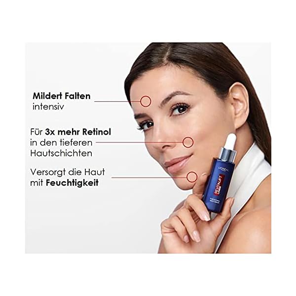 L'Oréal Paris Retinol Serum, Anti-Falten Nacht-Serum, Mit Vitamin A, pflegendem Öl & Hyaluronsäure, Revitalift Laser, 30… – Bild 3