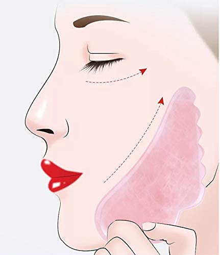 Ferramenta de massagem Gua Sha para raspar a pele facial e corporal feita de pedra de quartzo rosa p