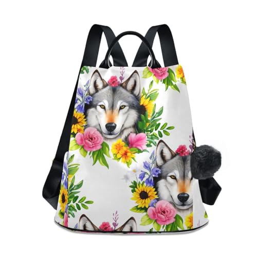 Sac à dos loup pour femme 17L avec fermeture antivol et imprimé tendance