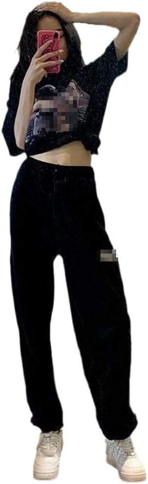 KEHAIOO Women's Korean High Waist Jogging Sports Pants, Harajuku Joggers Oversize Wide Leg Trousers for Female