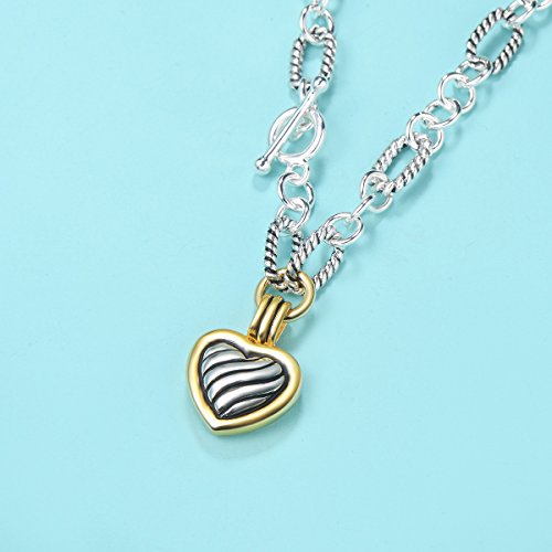Uny Jewel Jewelry Fashion Trendy Pendants Antique Pendant Heart Cable Wire Desinger Inspired Women Charms Necklace Gift 16.5 Inch Long #TOP1