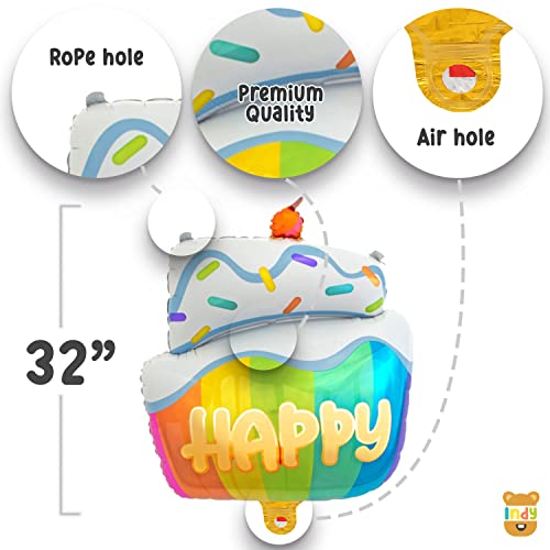 Image of ITAF Set of 35 Pcs Happy Birthday / Baby Welcome / 1st First Birthday Foil Balloons Theme Decoration Kit For Girls ,Boys ,Kids - 1 Happy Birthday Rainbow Cake Foil Balloon , 2 Gold Star Foil Balloons , 2 Printed Happy Birthday Round Foil Balloons , 15 Gold , 15 White Metallic Balloons
