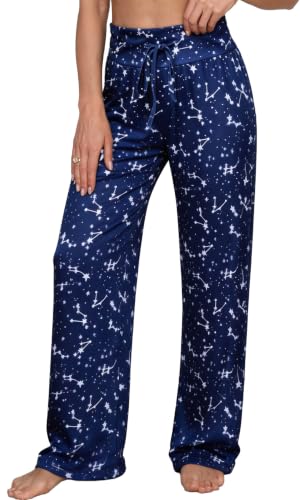 Image of Women Pajama Pants Comfy Lounge Wide Leg Casual Stretch Palazzo Drawstring Pj Bottoms Pants S-3XL