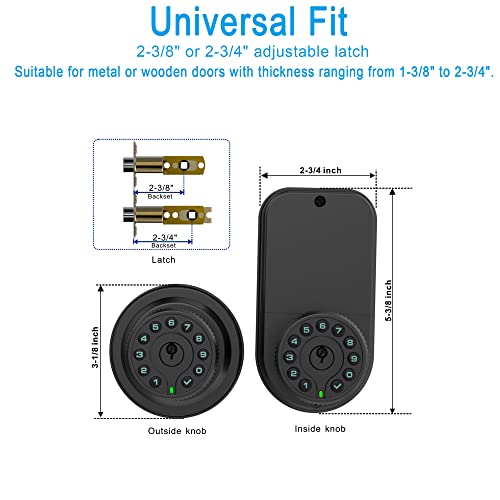 Double Sided Keypad Door Knob With Dual Cylinders And Key Alike, Iuknob Keyless Entry Smart Door Lock For Entrance, Fence, Gate, Swimming Pool,Waterproof And Weatherproof For Outdoor & Interior Door. #TOP3