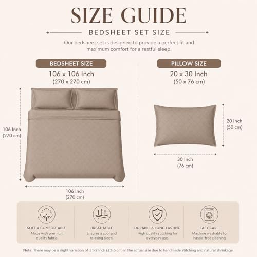 Image of Blue Strip Polycotton Bedsheet, King 108x108 (Beige) | Hotel Quality | Soft, Breathable & Colourfast | Wrinkle Resistant | Machine Washable | Pillow Covers Included