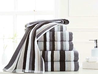 UK Limited Edition Stripe Hand Towel, Bath Towel, Bath Sheet, Bale Set of 4, Bale Set of 6 and Bale Set of 9 Exclusive Range of UK Towels (Black-Grey, 2x Hand Towels)
