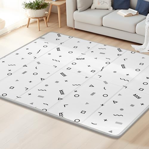 Image of Baby Play Mat for Floor,79" x 71"Extra Large Foam Play Mats,Reversible Foam Playmat,Foldable,Waterproof &Anti-Slip Crawling for Babies,Toddlers,Infants, for Indoor and Outdoor,Cartoon Grey