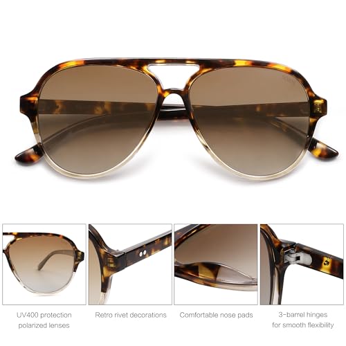 Image of SOJOS Classic Polarized Aviator Sunglasses for Women Men, Retro Trendy Aviators Shades SJ2201