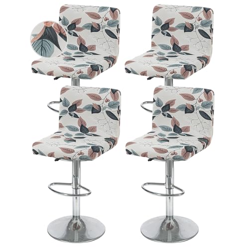 Image of FUANGUI Bar Stool Covers with Backs, 4 Pack Stretch Bar Stool Chair Covers, Knitted Jacquard Bar Stool Covers,Washable Bar Chair Covers Swivel Barstool Slipcovers,11