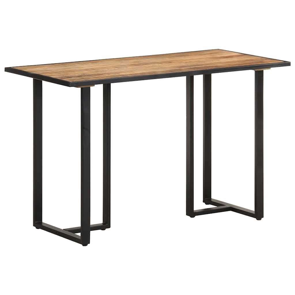 Tavolo da pranzo da 120 cm, in legno di mango grezzo con struttura in ferro verniciato a polvere, massiccio, salvaspazio, moderno, per sala da pranzo, cucina e soggiorno, stabile tavolo da