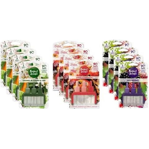 Perfect Scents 12 x 3 Scents Refill Air Freshener - Compatible with 3volution Fruity Combo Wild Berries Apple & Cinnamon Orange & Lime, Multi, 20ml Cover