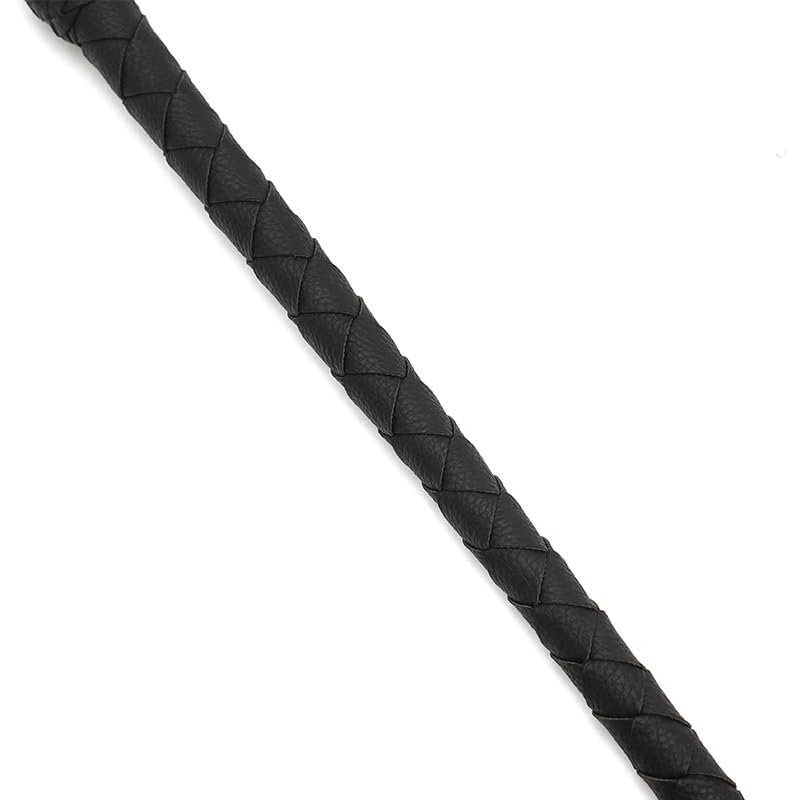HHAura Leather Flogger, Leather Whip Single Tail Whip 1 Metre Length Braided Leather Rider for Equestrian Sports (Black)