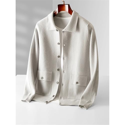Mens Spring 100 Percent Merino Wool Knitwear Sweater Turndown Collar Single Breasted Solid Cardigan Soft Tops3