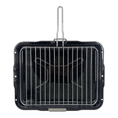 Vitreous Enamel Oven Grill Pan with Rack & Removable Handle 38.7 x 30cm Universal Tray (Stoves 012635666)
