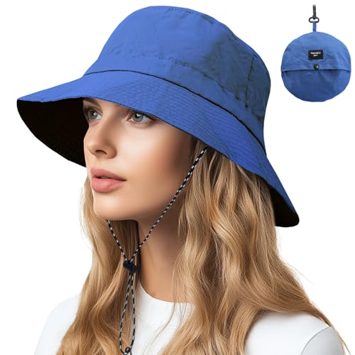 Image of NPQQUAN Sun Bucket Hats for Woman Men Lightweight Sun Hat Packable Foldable Waterproof Beach Hiking Hat