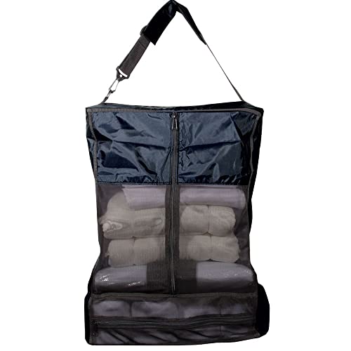 Dura-Tech Bandage & Quilt Case | Color Black | Organizes Wraps, Polos, and Bandages | Durable 420 Denier Nylon | Breathable Mesh Front | Convenient Heavy-Duty Zipper | Hangs on Stall Fronts