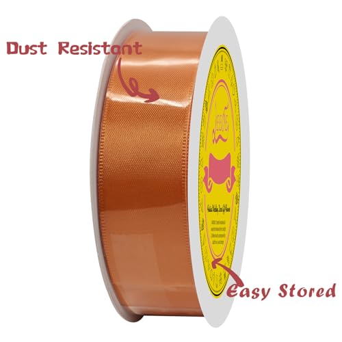 Image of Double Face Autumn Orange Satin Ribbon 1 inch X 25 Yards Polyester Autumn Orange Ribbon for Gift Wrapping Very Suitable for Weddings Party Hair Bow Invitation Decorations and More
