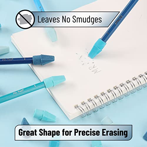 Image of Mr. Pen- Pencil Top Erasers, 120 Pack, Blue Shades, Latex-Free | No-Smudge Cap Pencil Erasers for Precise Erasing, Kids, Teachers, Studying Supplies