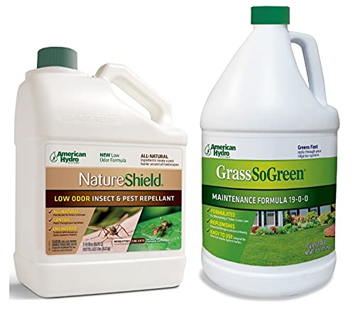 American Hydro Systems Repel and Fertilize Pack, NS2 NatureShield Low Odor Insect Pest Repellant and 2655 GrassSoGreen Liquid Fertilizer