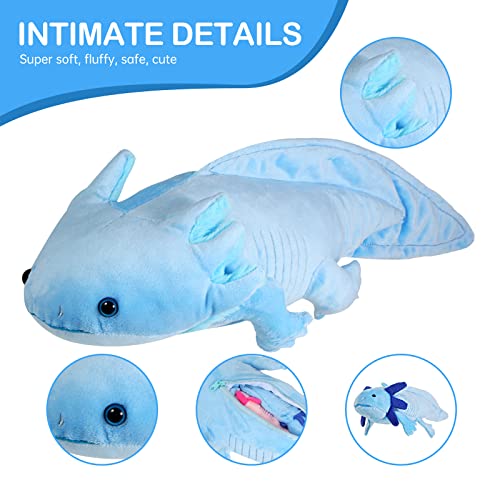 Lilizzhoumax Simulation Axolotl Plush Toy Set, Realistic Stuffed Animal with 2 Small Babies, Soft Zipper Playset - Image 3