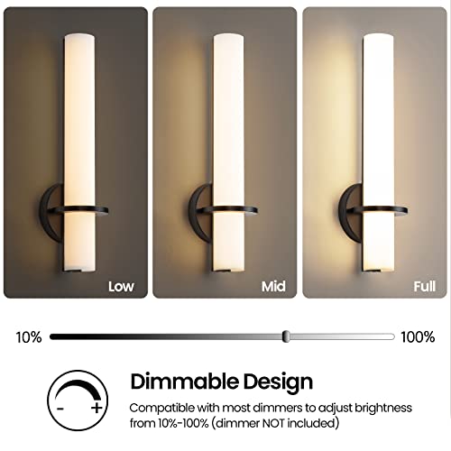Image of AIJIASI 18 Inch Wall Sconces Set of Two, Black Bathroom Sconces 18W 2700K-5000K LED Dimmable Modern Wall Sconces with Acrylic Shade for Bedroom Living Room Hallway Stairway