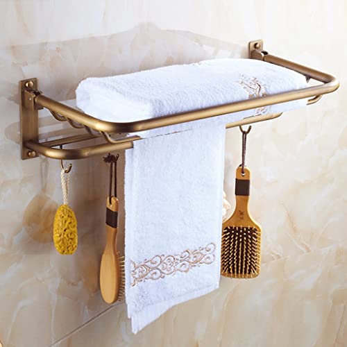 Porte-serviettes de bain pliant et multifonctionnel avec étagère supérieure rétractable