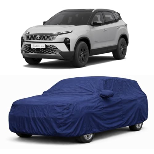 Image of Car Body Cover Compatible with Tata Harrier | Water, Dust & UV Protection | Mirror Pockets | Elastic Grip | Triple Stitch Tata Harrier Car Cover (Blue)