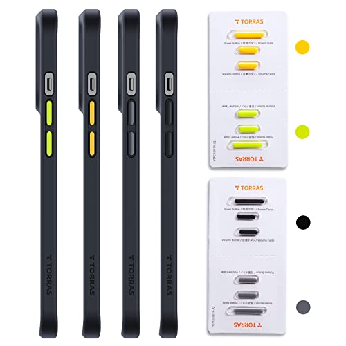 TORRAS Detachable Button Compatible for Shockproof iPhone 13 Case/iPhone 13 Pro Case/iPhone 13 Pro Max Case/iPhone 12 Case/iPhone 11 Case, Black/Gray/Yellow/Green