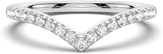 Curved V Moissanite Wedding Band
