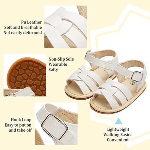 Image of Babelvit Infant Baby Girl Boy Sandals Comfort Premium Summer Outdoor Casual Beach Shoes with Flower Bowknot Anti Slip Rubber Sole Newborn Toddler Prewalker First Walking Shoes