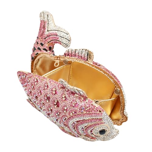 Image of Women Mini Fish Clutch Luxury Rhinestones Purse Sparkling Banquet Handbag Wedding Party Clutch Bag