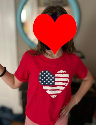 Image of Arshiner Girls July 4th American Flag T Shirts Crop Top Short Sleeve Shirt Tee