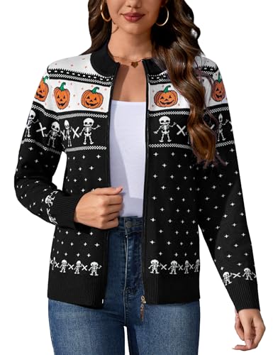  Womens Long Sleeve Knitted Zip Up Sweater Cardigans - image 1