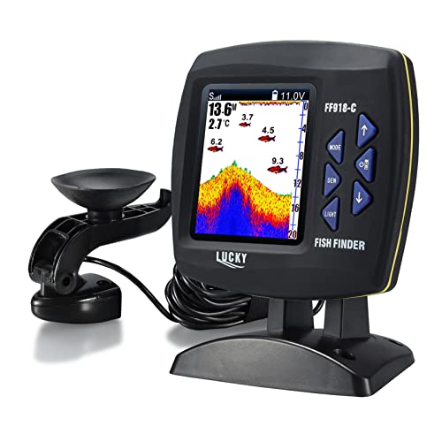 SHUAIGUO F918-C180S Fish Finder Wired Transducer Sensor Fishfinder 45Underwater Fishing Camera Portable Fish Finder Waterproof Underwater Monitor LCD Fish Locator Boat Fishfinder Fish Detector